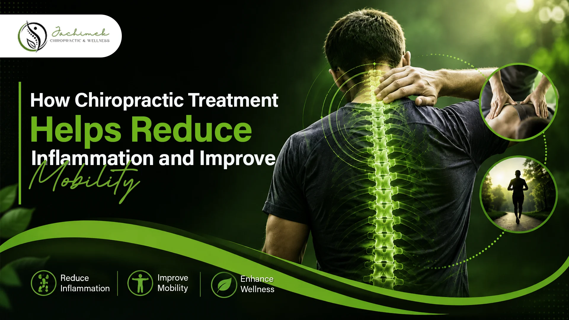 How Chiropractic Treatment Reduces Inflammation and Improves Mobility Person with highlighted spine experiencing neck discomfort, illustrating chiropractic treatment for reducing inflammation and improving mobility.